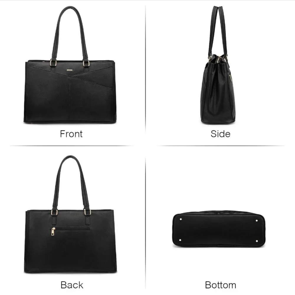 Laptop Tote Bag for Women 15.6 Inch Waterproof Leather Computer Bag